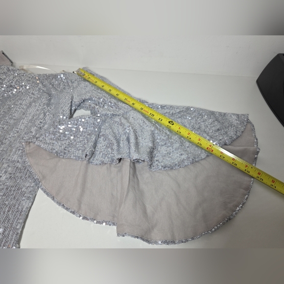 NEW Boston Proper Silver Sequin OFF The Shoulder Dress Sz 10 Fishtail Mermaid - Picture 6 of 16